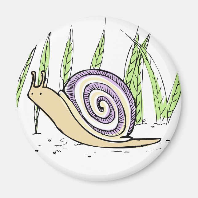 Cute Hand Drawn Snail Drawing Magnet (Front)
