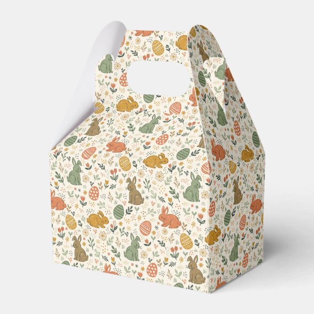 Cute Hand Drawn Spring Bunnies Favour Boxes (Front Side)