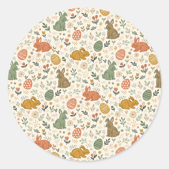 Cute Hand Drawn Spring Bunnies Sticker (Front)