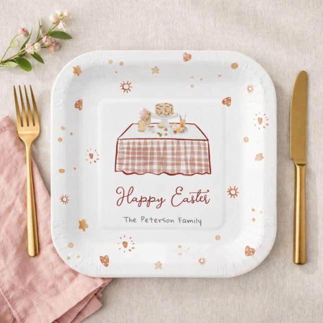 Cute Hand Drawn Spring Easter Brunch Paper Plate (Creator Uploaded)