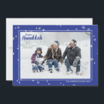 Cute Hand Drawn Stars Happy Hanukkah Family Holida Holiday Card<br><div class="desc">Stylish and cute photo cards are perfect for all your friends and family this holiday season. Customize the text "happy hanukkah" with your own greet and change the family name and the year and swap out the picture for a photo of your kids, pet, or the whole family. The design...</div>