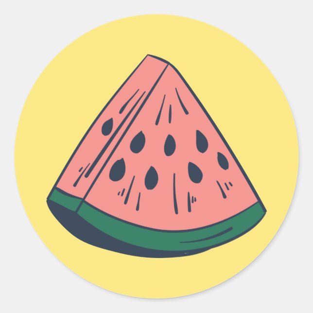 Cute Hand-drawn Watermelon Classic Round Sticker (Front)