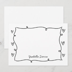Cute Hand Drawn Wavy Hearts Simple  Card