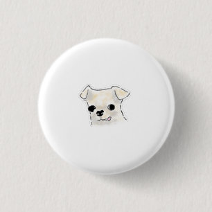 Cute Hand-Drawn White Chihuahua Blep Illustration 1 Inch Round Button