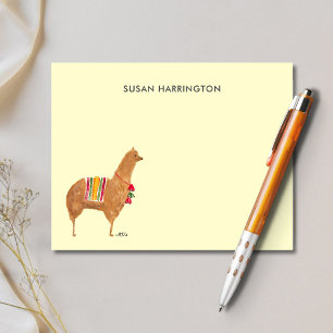 Cute Hand-Illustrated Llama Alpaca Personalized Card