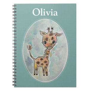 Cute Hand Painted Giraffe Personalized Notebook