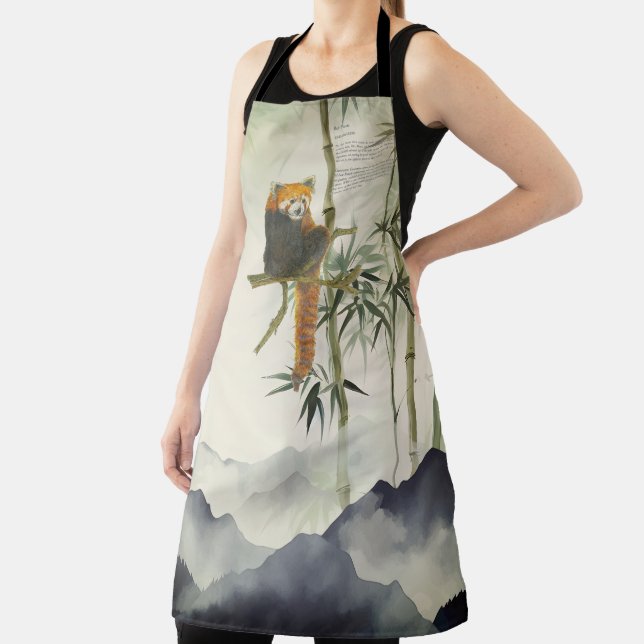 Cute Hand-Painted Red Panda Apron (Insitu)