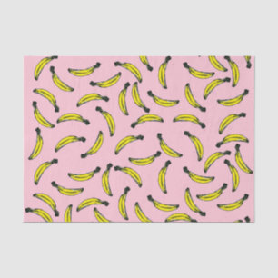 Cute Hand Painted Watercolor Bananas and Pink Tissue Paper