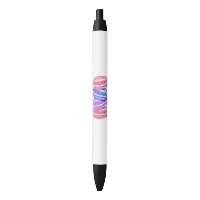 Cute Hand Painted Watercolor Macaroon Cookies Black Ink Pen (Front Vertical)