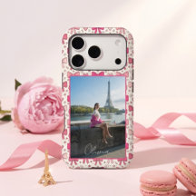 Cute Hand-Sketched Pink Bows Name Hearts Photo