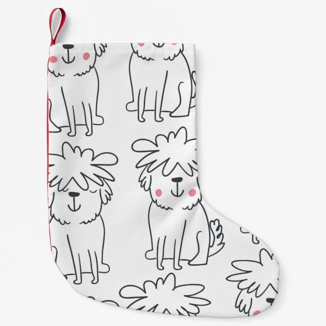 Cute handdrawn seamless pattern with cute doodle f small christmas stocking (Front)