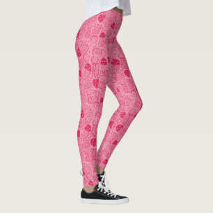 Cute handmade jelly fish pattern pink background leggings