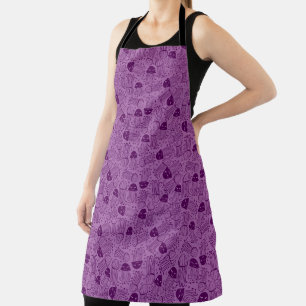 Cute handmade jelly fish pattern purple background apron