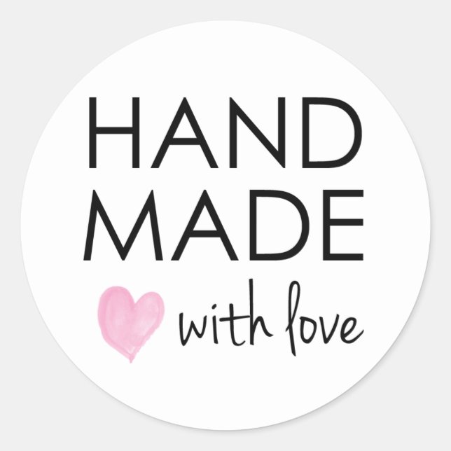 Cute Handmade with Love Classic Round Sticker (Front)