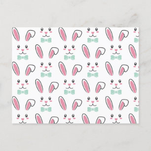 Cute Handsome Easter Bunny Ears Face Happy Easter  Postcard