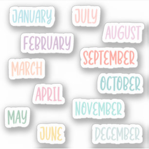 Cute Handwritten Colourful Pastel Months