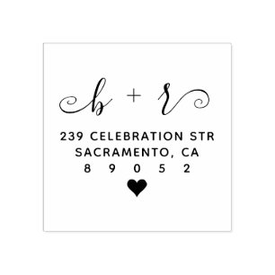 Cute Handwritten Initials Wedding Return Address Rubber Stamp