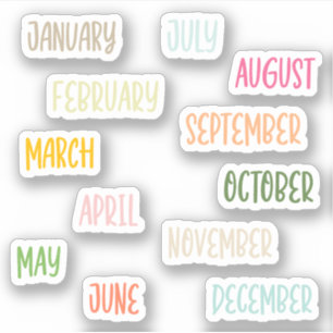 Cute Handwritten Rainbow Pastel Months of the Year