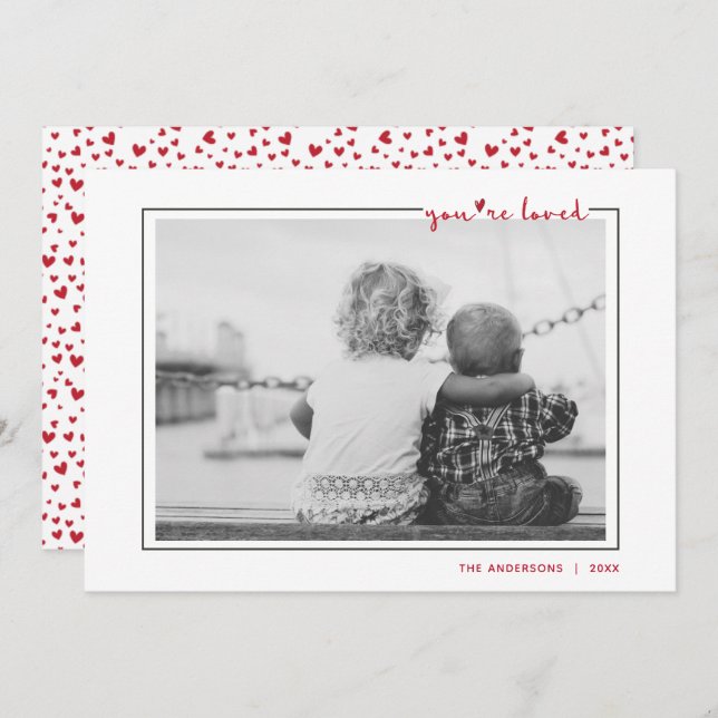 Cute Handwritten You're Loved Frame Valentine Invitation (Front/Back)