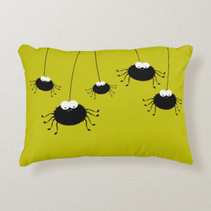 Cute Hanging Halloween Spiders Reversible Decorative Pillow