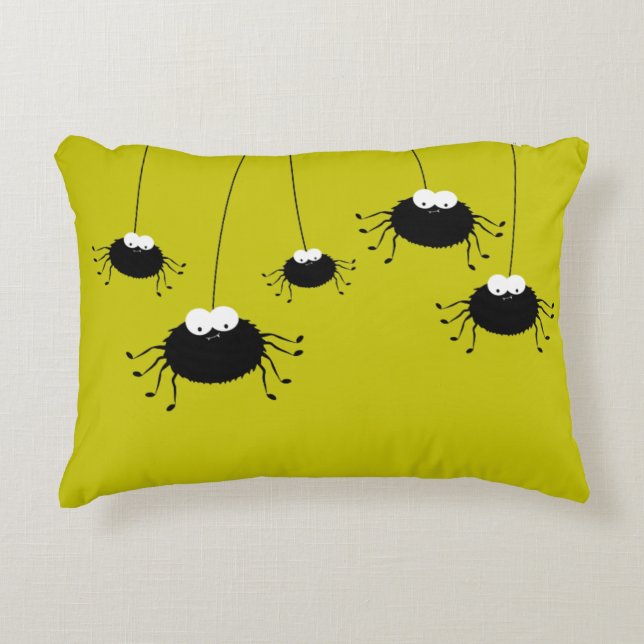 Cute Hanging Halloween Spiders Reversible Decorative Pillow (Front)
