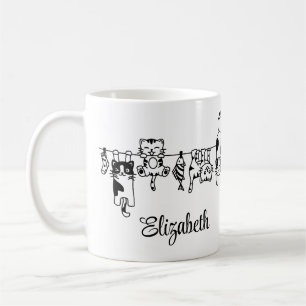 Cute Hanging Kittens Custom Name Coffee Mug