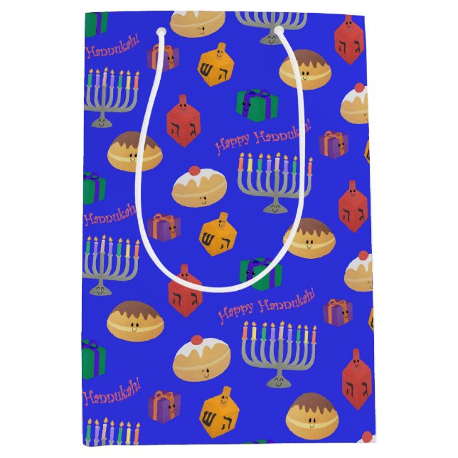 Cute Hannukah Patterned Medium Gift Bag (Front)