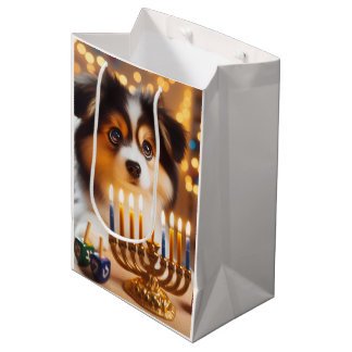 Cute Hanukkah Dog Medium Gift Bag