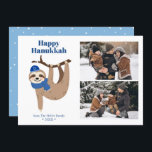 Cute Hanukkah Sloth 2 Photo Collage Holiday Card<br><div class="desc">Cute Hanukkah sloth personalized photo cards.</div>
