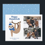 Cute Hanukkah Sloth 2 Photo Collage Holiday Card<br><div class="desc">Cute Hanukkah sloth personalized photo cards.</div>