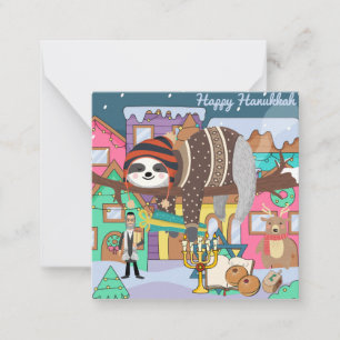 Cute Hanukkah Sloth Note Card