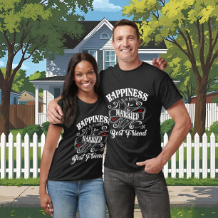 Cute happiness Husband Wife word art Anniversary  T-Shirt