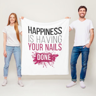 Cute Happiness Is Having Your Nails Done Fleece Blanket