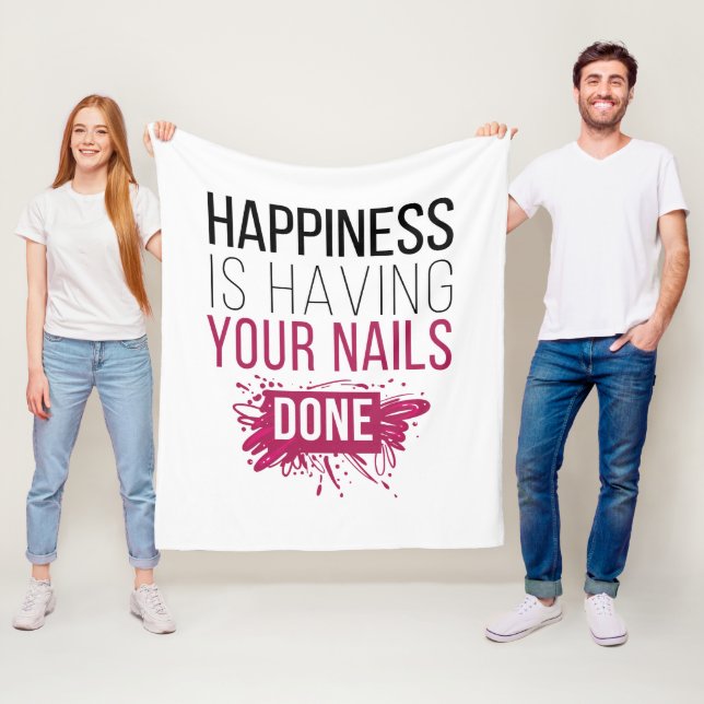 Cute Happiness Is Having Your Nails Done Fleece Blanket (In Situ)