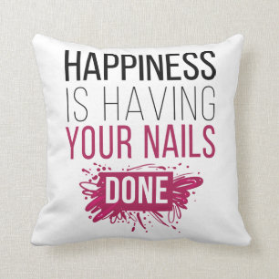 Cute Happiness Is Having Your Nails Done Throw Pillow