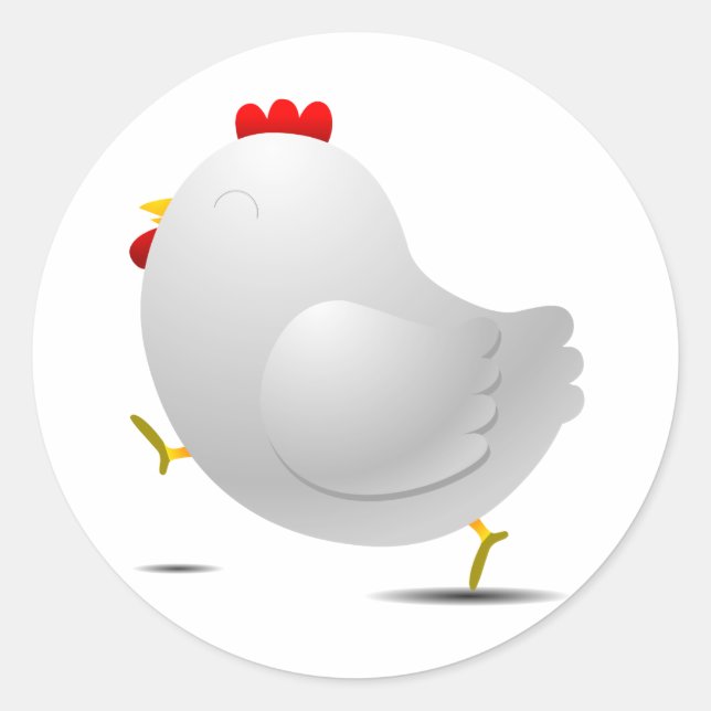 Cute happpy chicken cartoon charactor classic round sticker (Front)