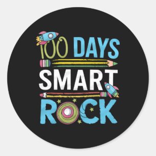 Cute Happy 100 Days Of School Smarter Smart Rock K Classic Round Sticker