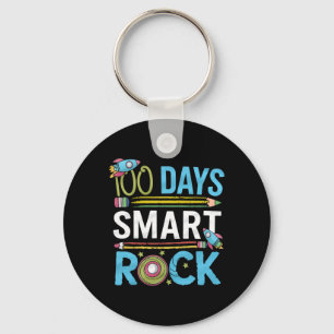 Cute Happy 100 Days Of School Smarter Smart Rock K Keychain