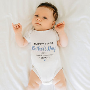 Cute Happy 1st Father's Day Boy Keepsake Baby Bodysuit