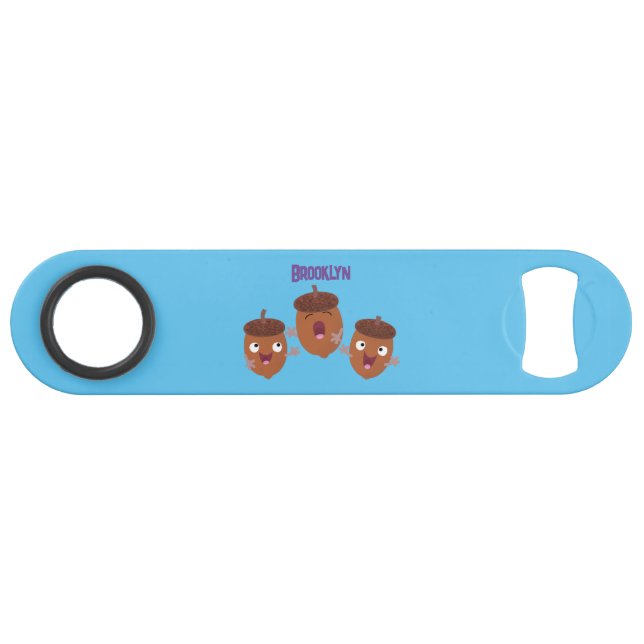 Cute happy acorns singing cartoon for kids bar key (Front (Horizontal))