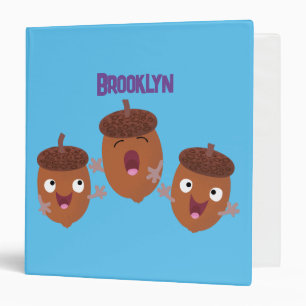 Cute happy acorns singing cartoon for kids binder