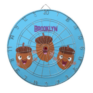 Cute happy acorns singing cartoon for kids dartboard