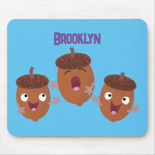 Cute happy acorns singing cartoon for kids mouse pad