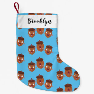 Cute happy acorns singing cartoon for kids small christmas stocking