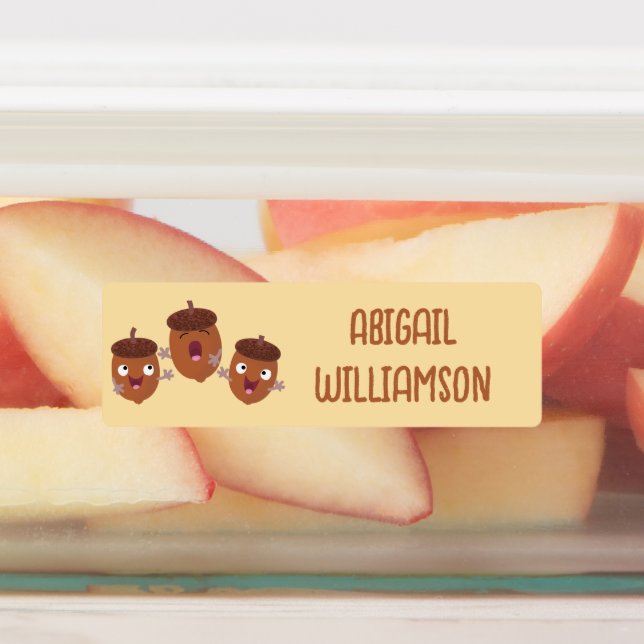 Cute happy acorns singing cartoon personalized (Affixed)