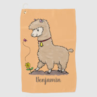 Cute happy alpaca with butterfly cartoon 