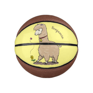 Cute happy alpaca with butterfly cartoon mini basketball