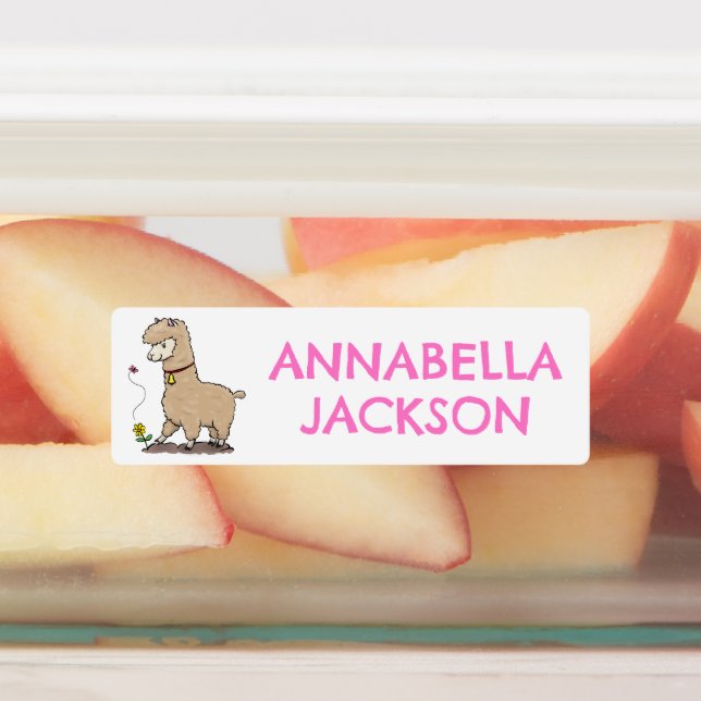 Cute happy alpaca with butterfly personalized (Affixed)