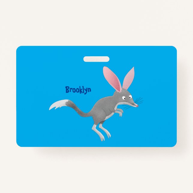 Cute happy Australian bilby cartoon Badge (Front)