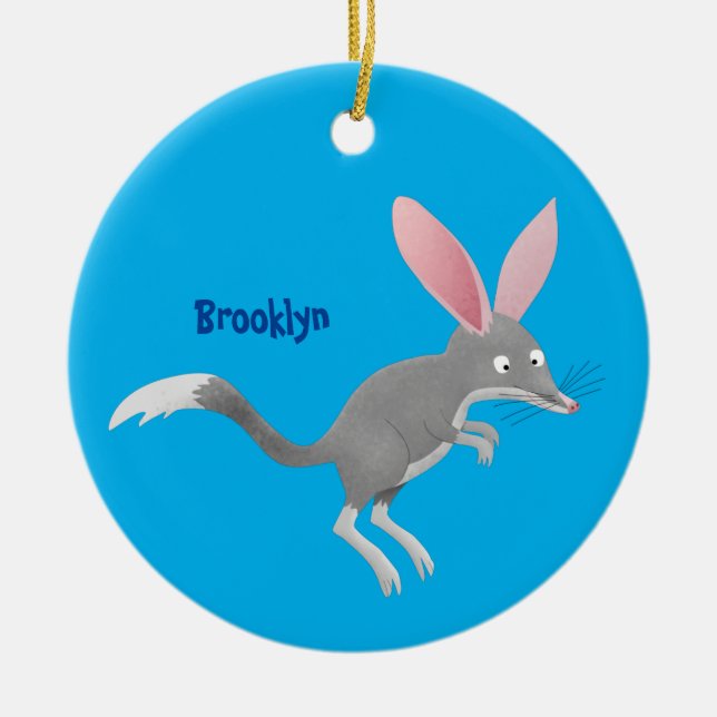 Cute happy Australian bilby cartoon Ceramic Ornament (Front)